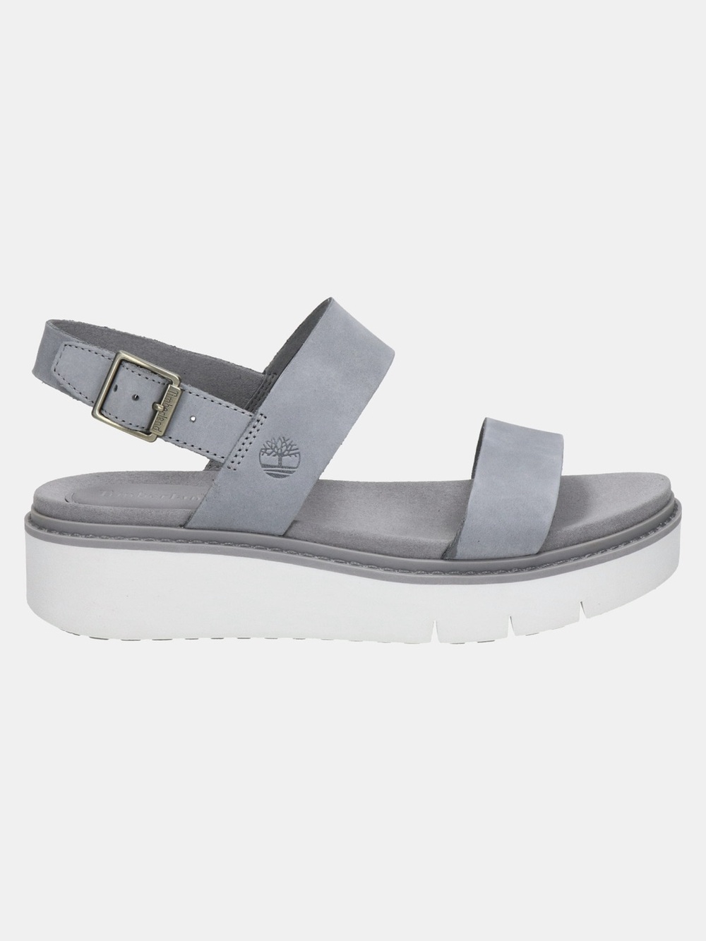 Timberland Safari Dawn Platform Sandal in Medium Gray Nubuck Leather